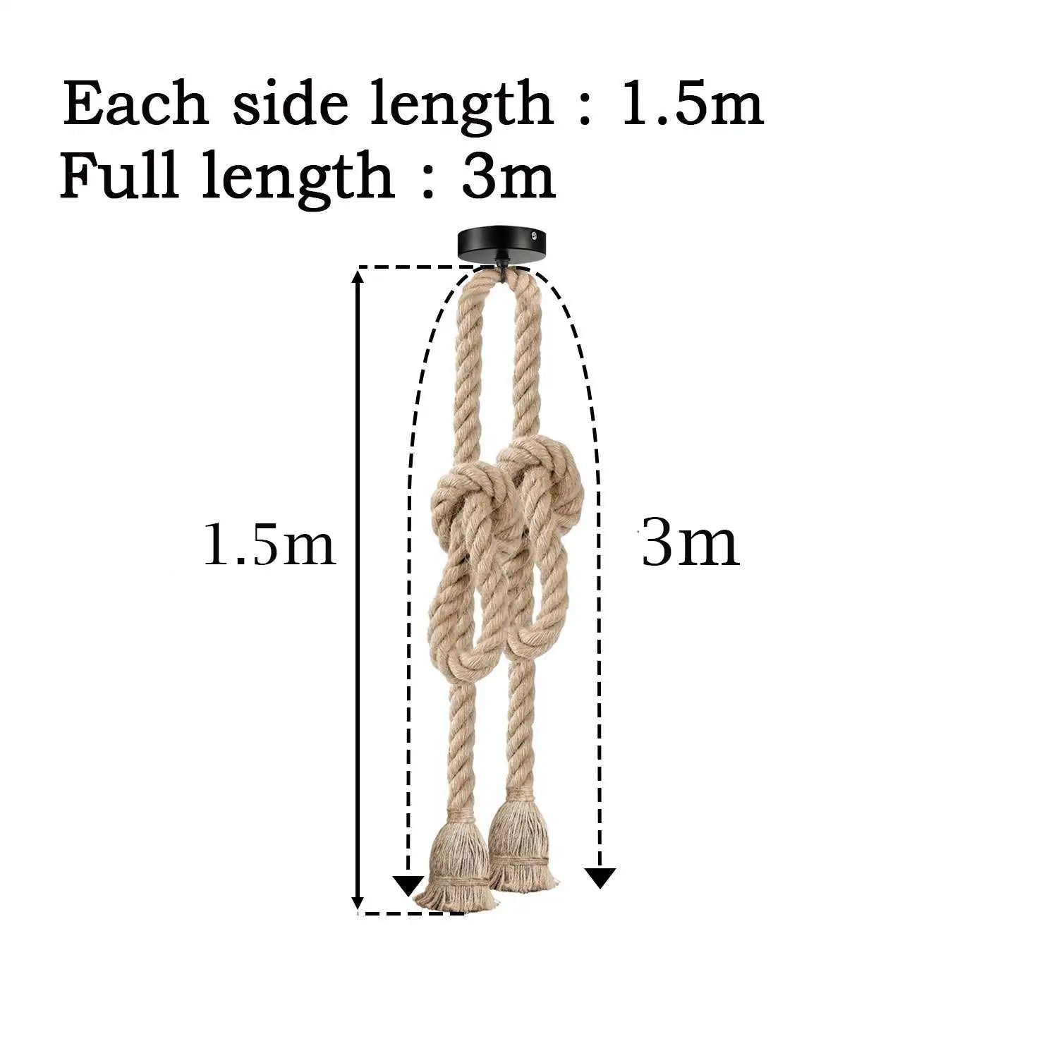 Vintage Industrial Hemp Rope Double Head Pendant Light Fixture, Adjustable 3 Meter Cord