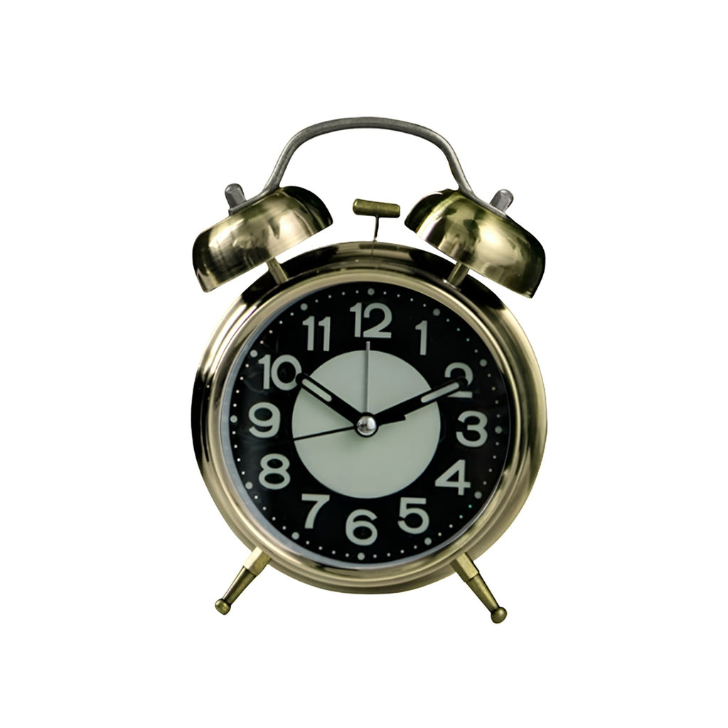 Retro Twin Bell Alarm Clock Vintage Style Analog Clock Glow Dark Feature