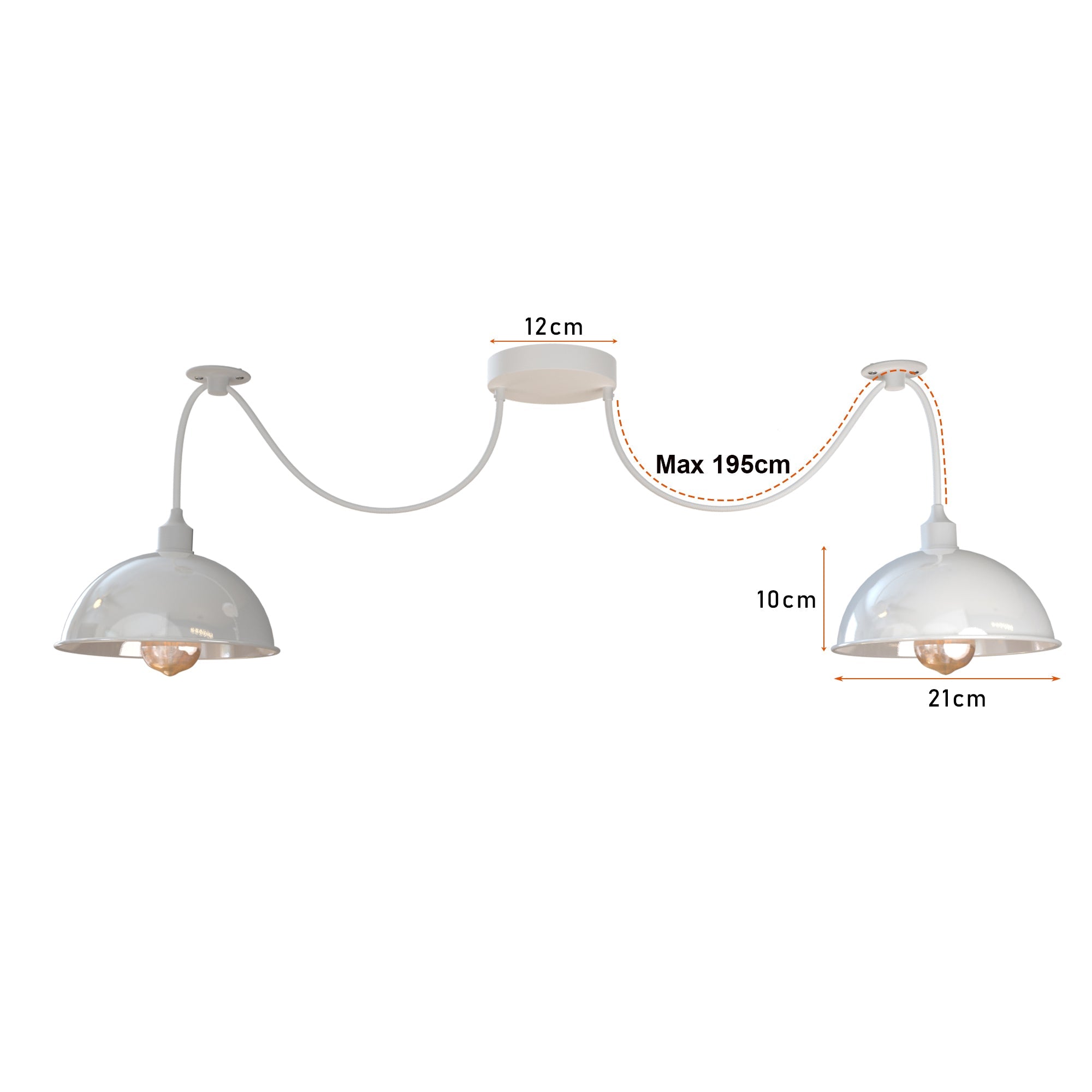 2-Way Vintage Industrial Dome Shade Pendant Light Chandelier, Adjustable Retro Spider