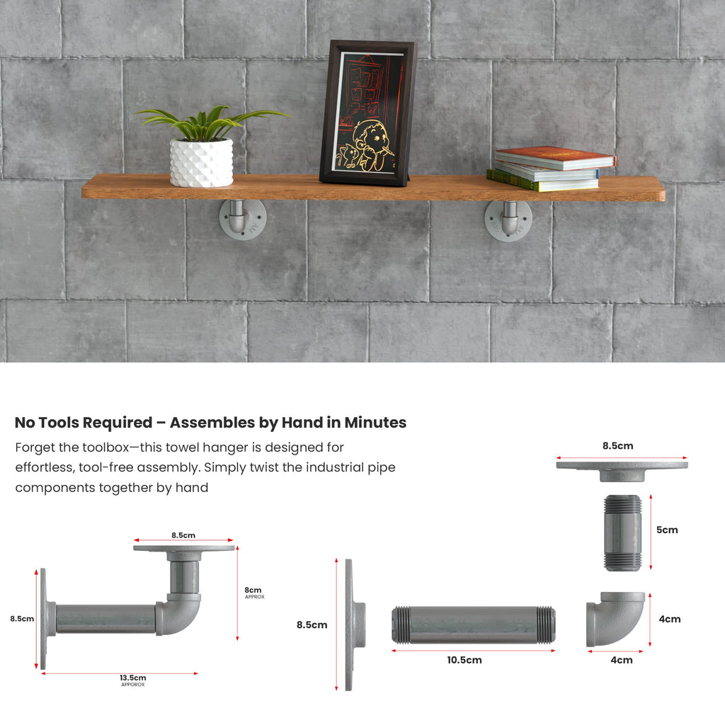 Industrial Pipe Shelf Brackets Rustic Floating Shelves DIY Wall Mount ~6055