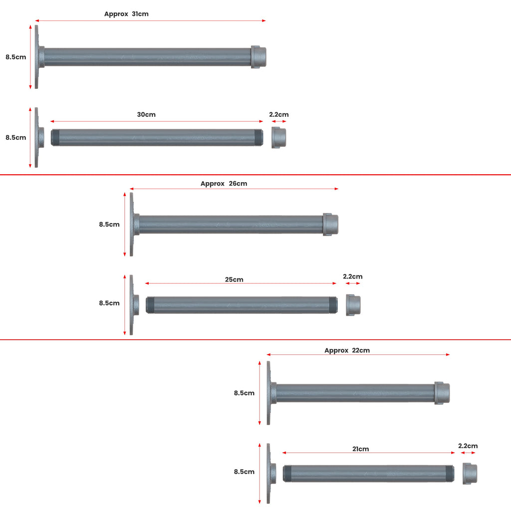Industrial 2 Pack Pipe Shelf Bracket kit Wall Mounted ~ 6028