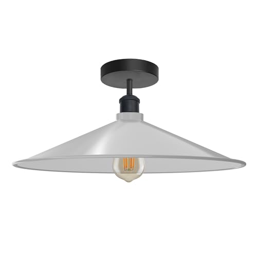 Sleek Industrial LED Flush Mount Ceiling Light, Dimmable, E27 Bulb Compatible