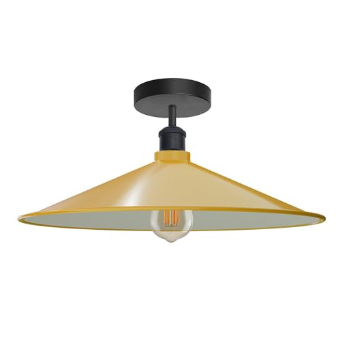 Sleek Industrial LED Flush Mount Ceiling Light, Dimmable, E27 Bulb Compatible