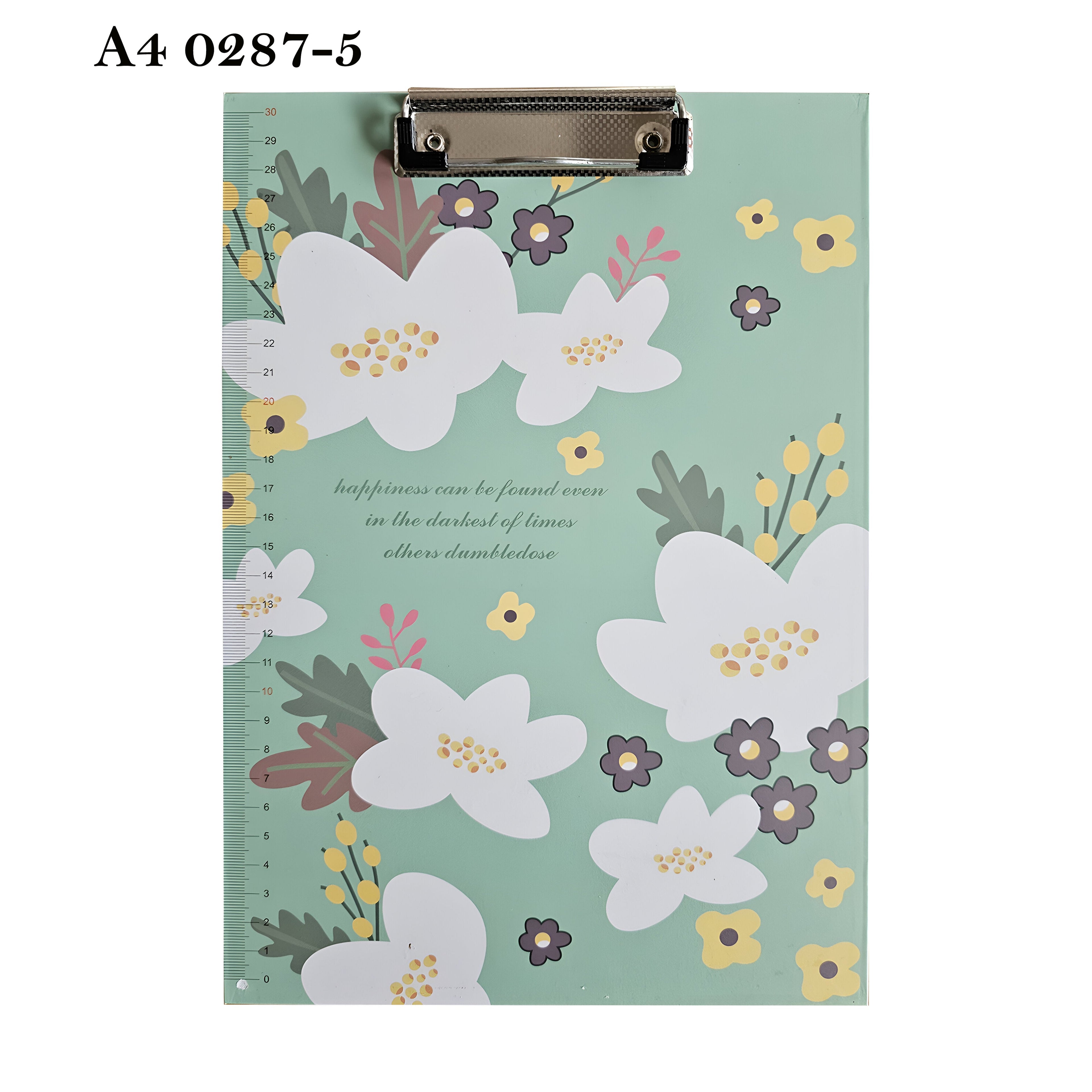 4 Pack A4 Floral Print Clipboards with Ruler Scale Edge