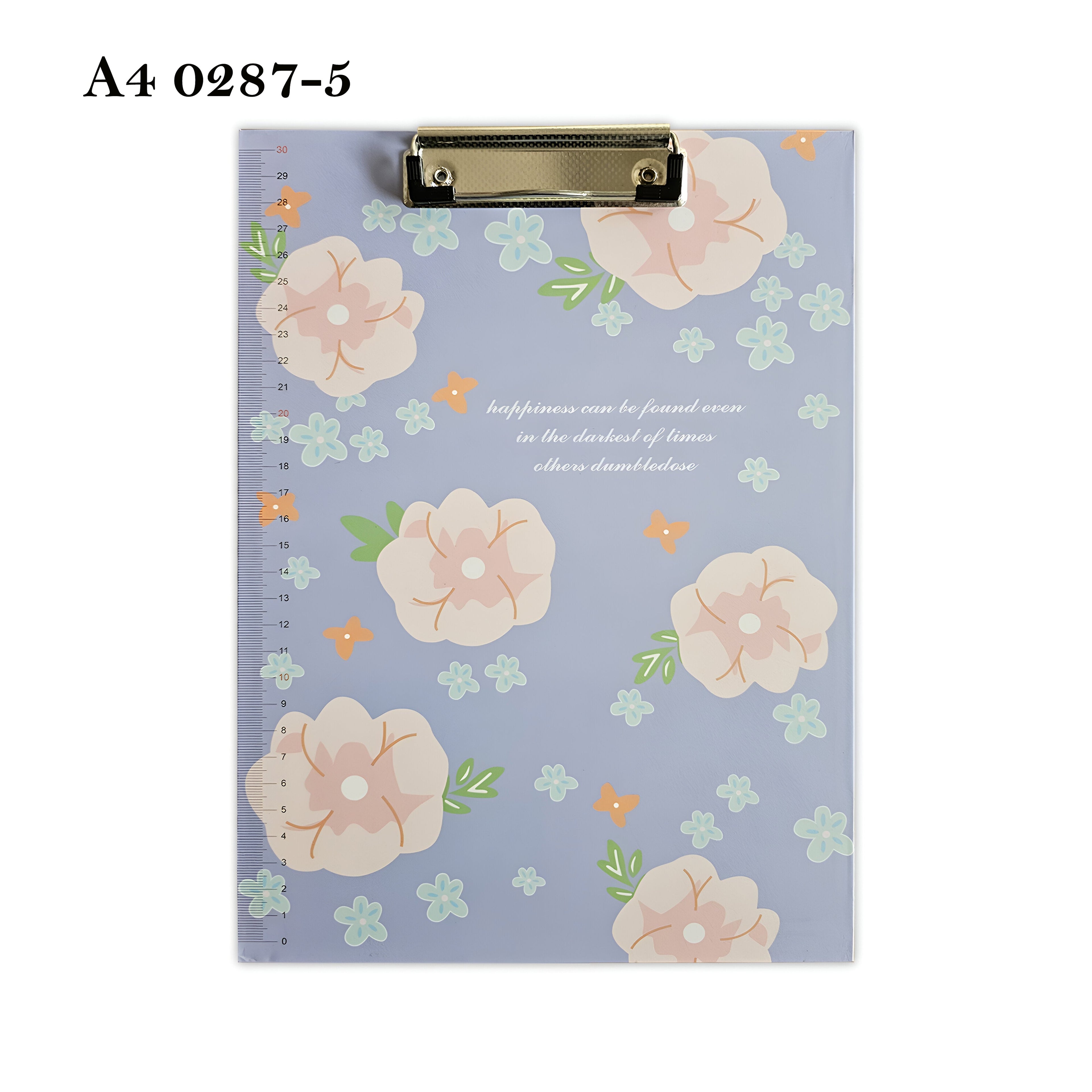 4 Pack A4 Floral Print Clipboards with Ruler Scale Edge