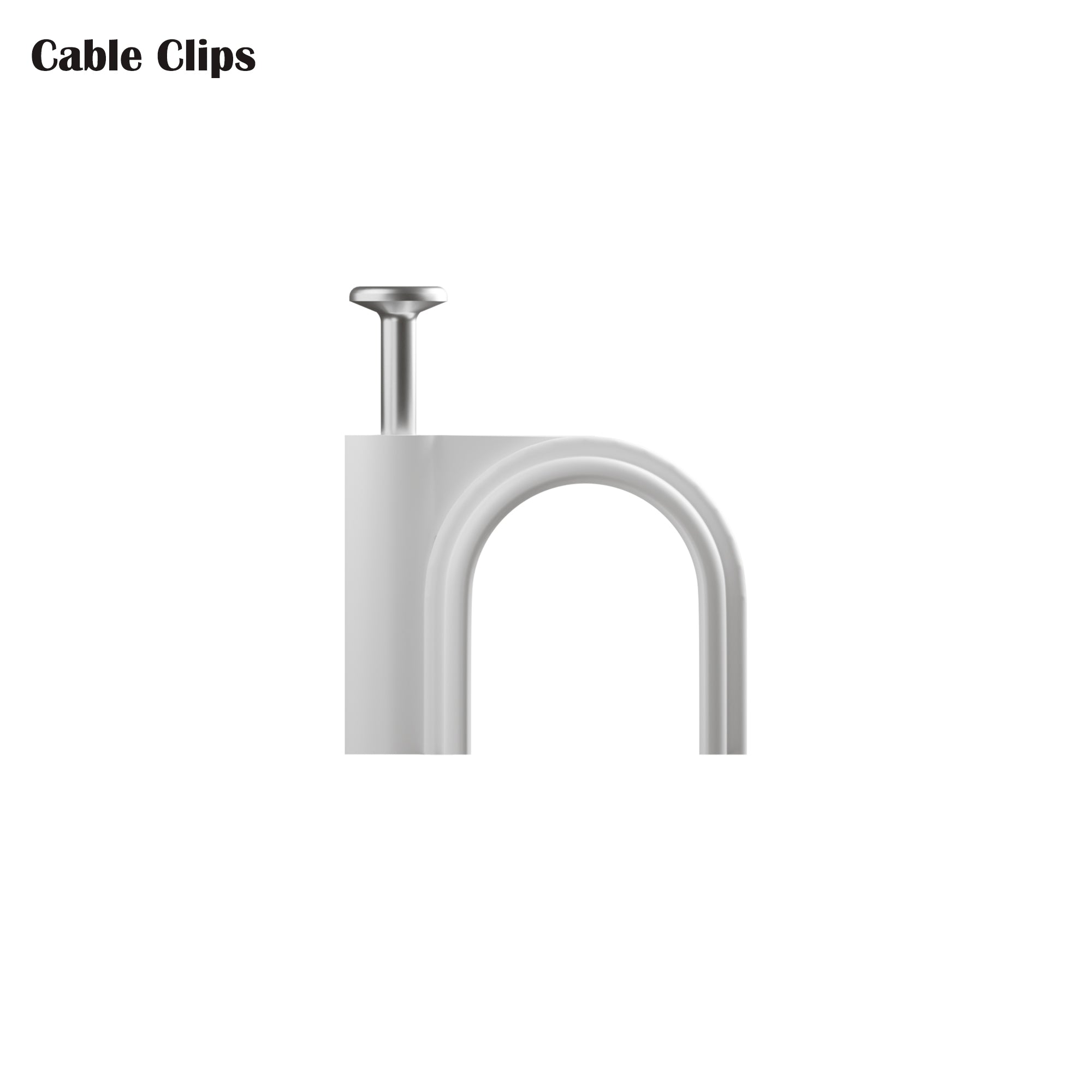 100 Pack White 7mm Round Cable Clips with Steel Nails