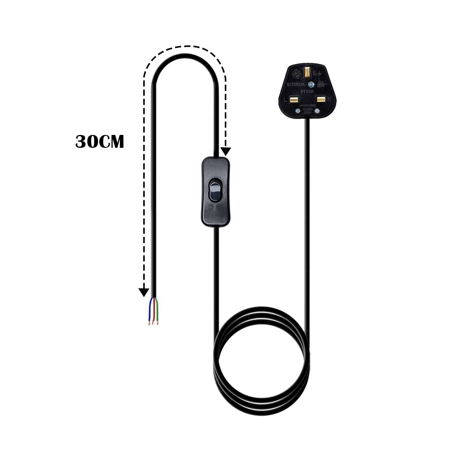 2m Plug-In Pendant Light with ON/OFF Switch E27 E14 Lamp Set ~ 5799