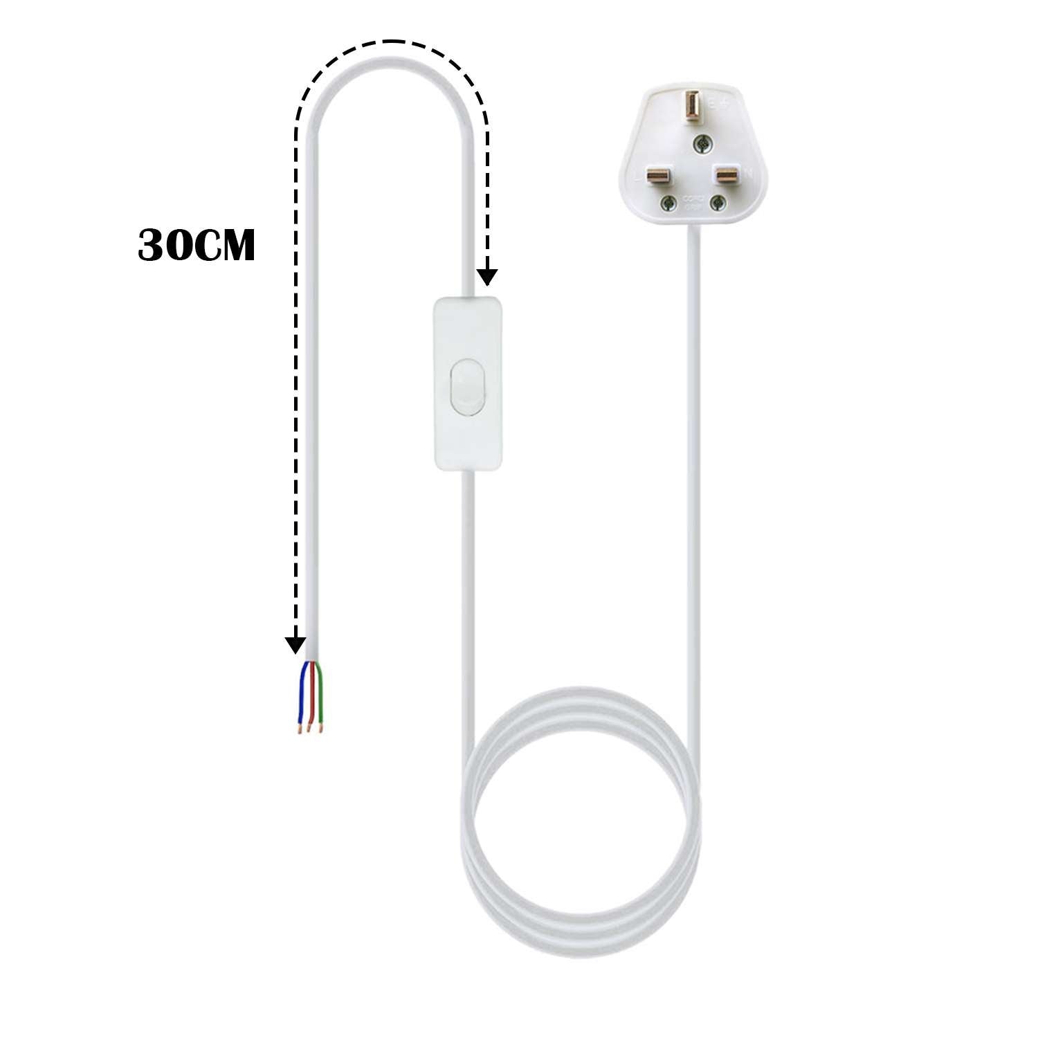 2m Plug-In Pendant Light with ON/OFF Switch E27 E14 Lamp Set ~ 5799