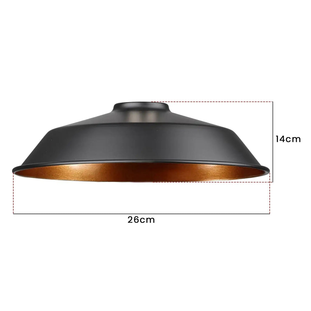 Black Gold Industrial Metal Ceiling Lamp Shade, Vintage Retro Easy-Fit