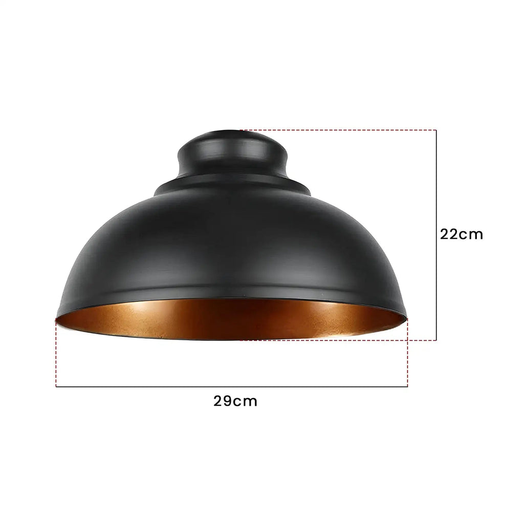 Black Gold Industrial Metal Ceiling Lamp Shade, Vintage Retro Easy-Fit