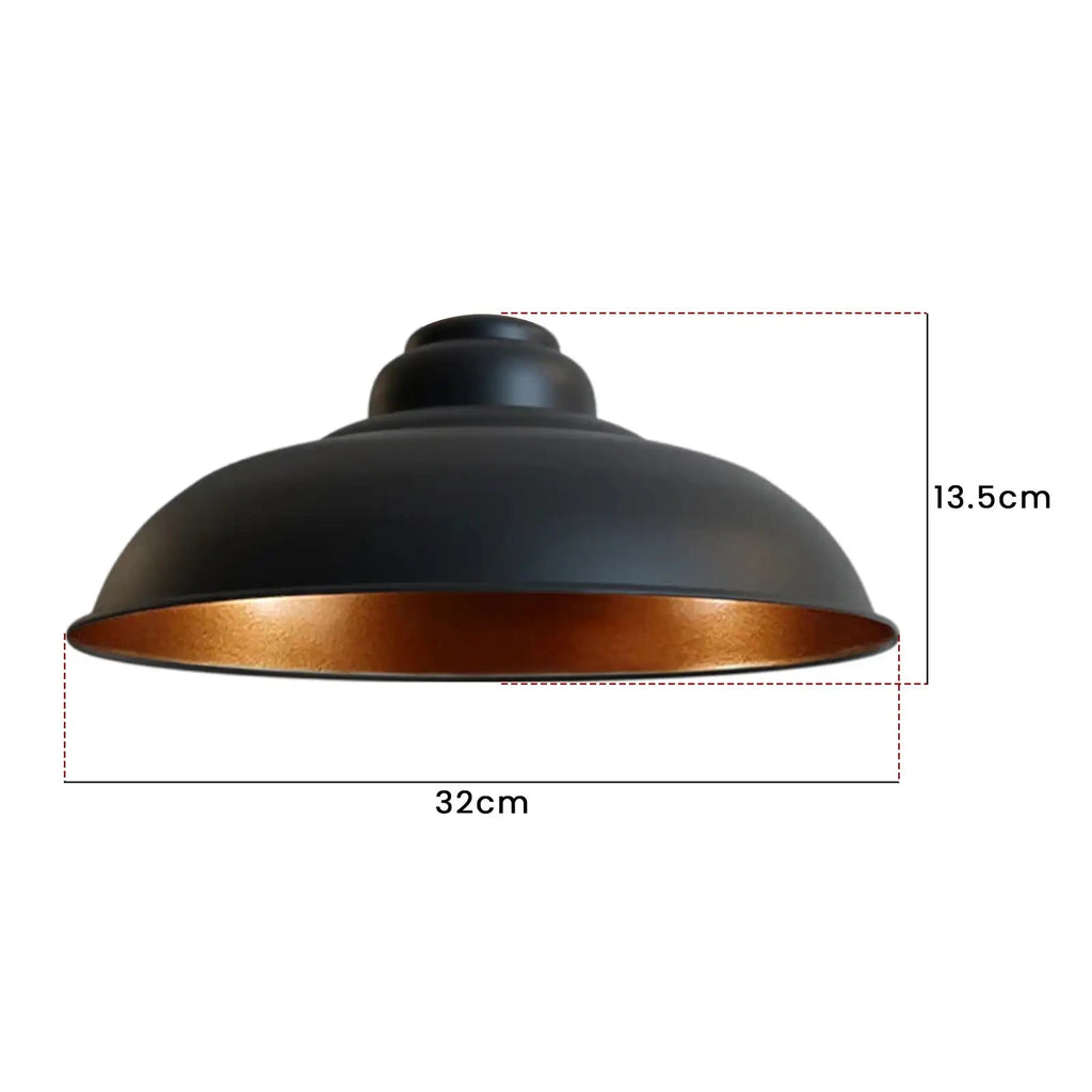 Black Gold Industrial Metal Ceiling Lamp Shade, Vintage Retro Easy-Fit