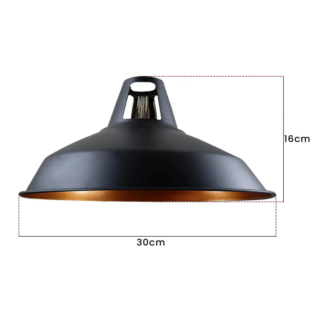 Black Gold Industrial Metal Ceiling Lamp Shade, Vintage Retro Easy-Fit