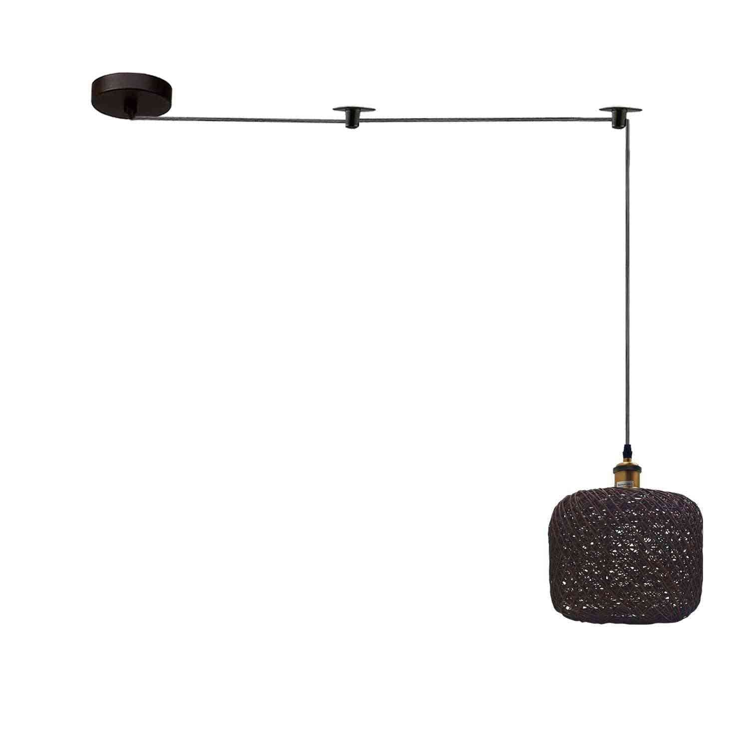 Hand-Woven Natural Bamboo Hemp Ceiling Pendant Light for Rustic Homes