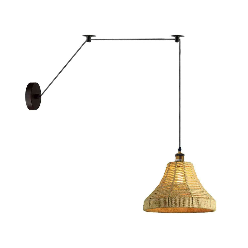 Hand-Woven Natural Bamboo Hemp Ceiling Pendant Light for Rustic Homes