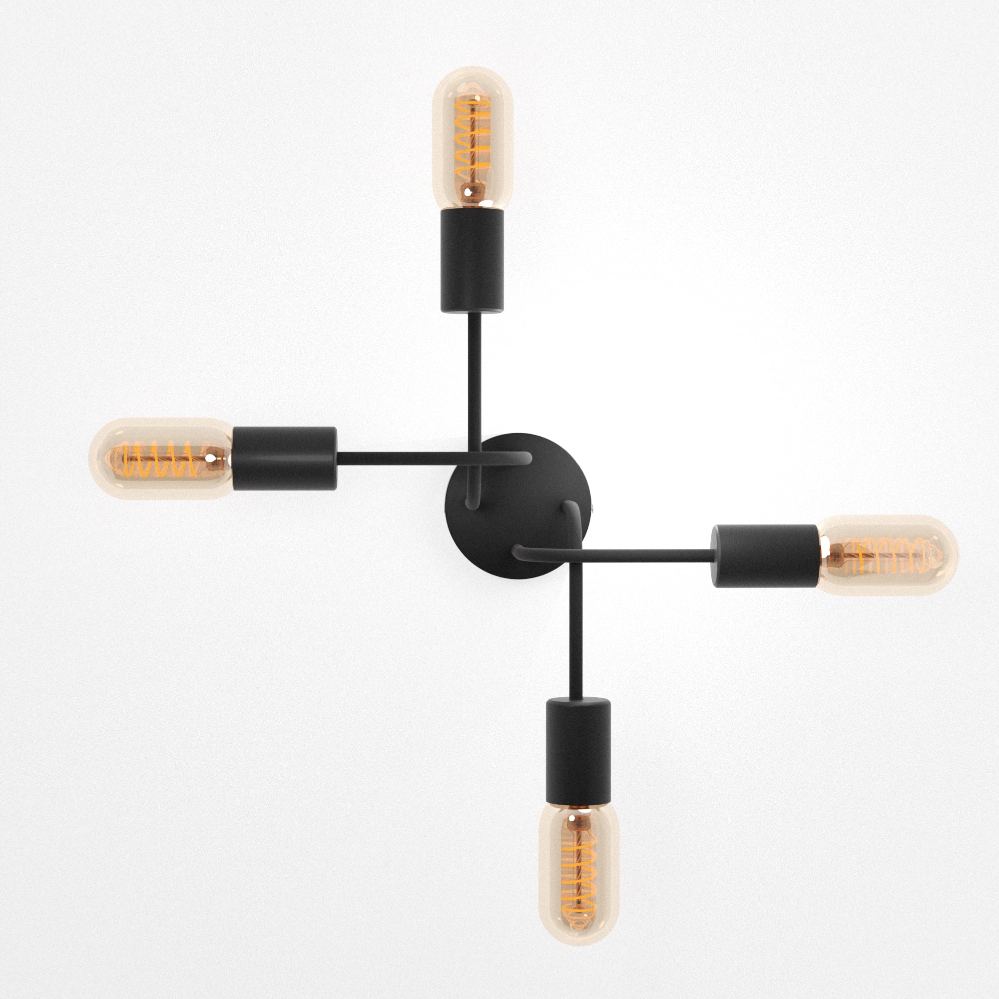 Modern Black 4-Way Adjustable Sputnik Semi Flush Mount Ceiling Light