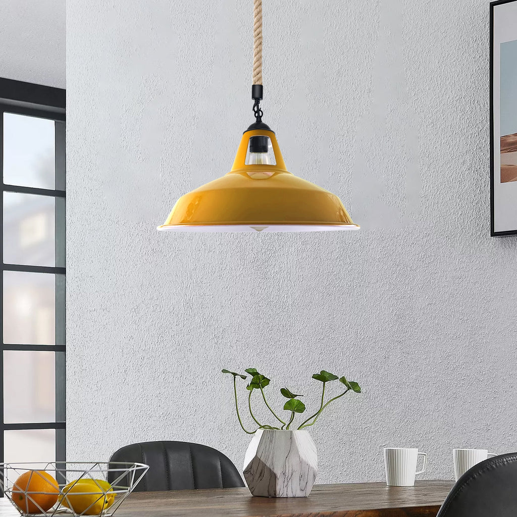 Rustic Industrial E27 Edison Hemp Rope Pendant Light Fixture Barn Home