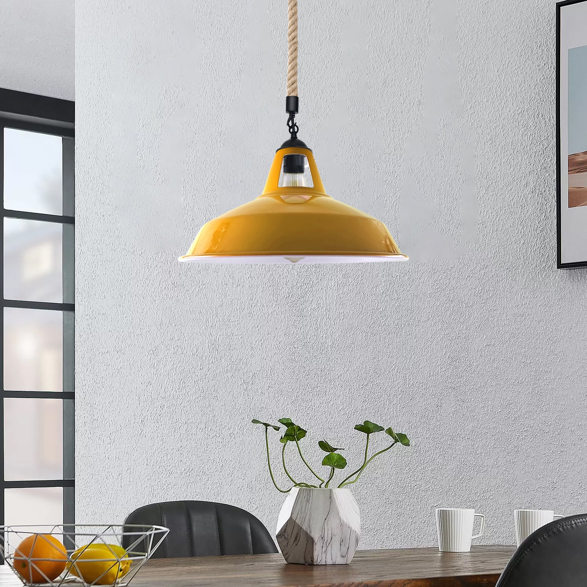 Rustic Industrial E27 Edison Hemp Rope Pendant Light Fixture Barn Home