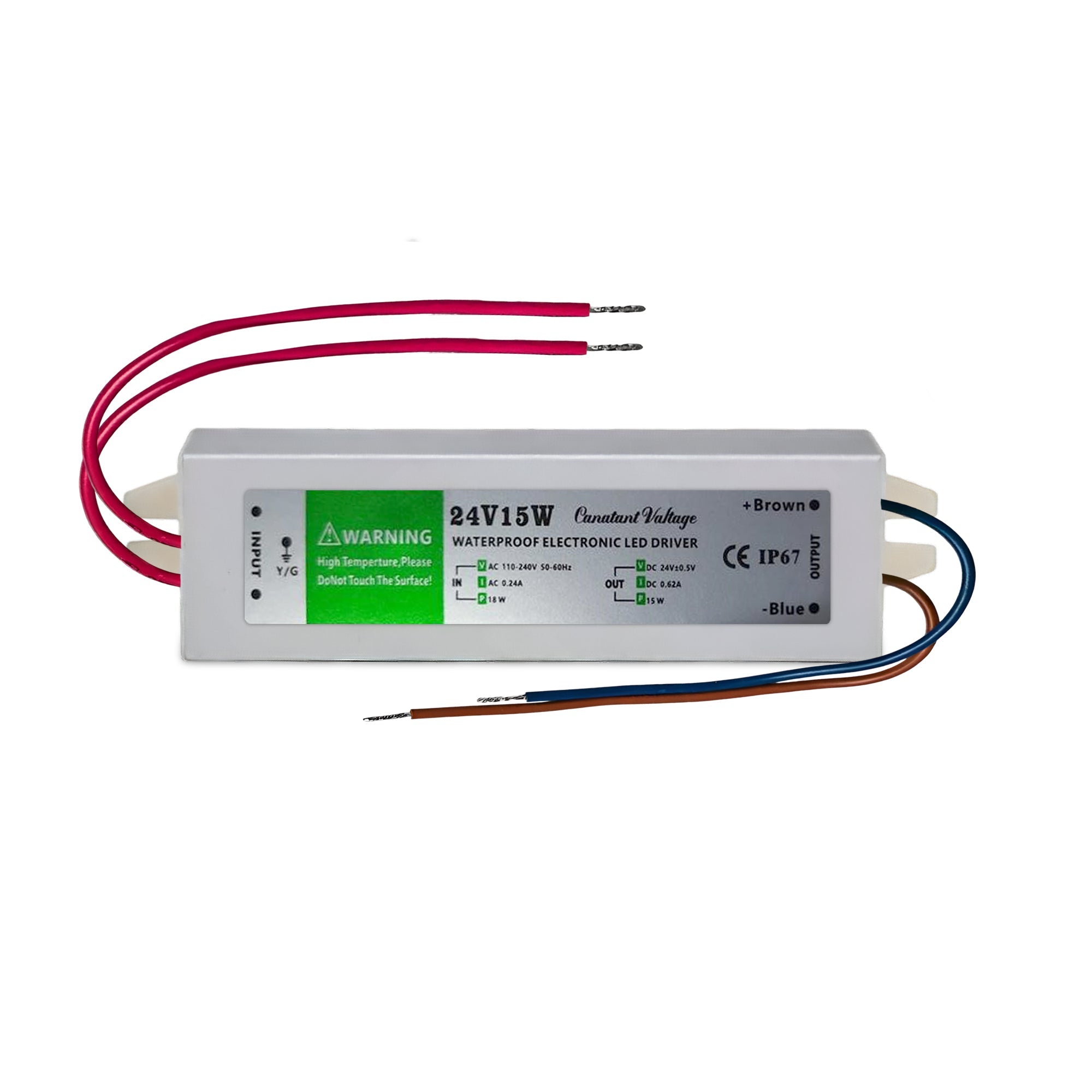 IP67 Waterproof DC 24V 15W LED Driver Constant Voltage Power Supply Transformer