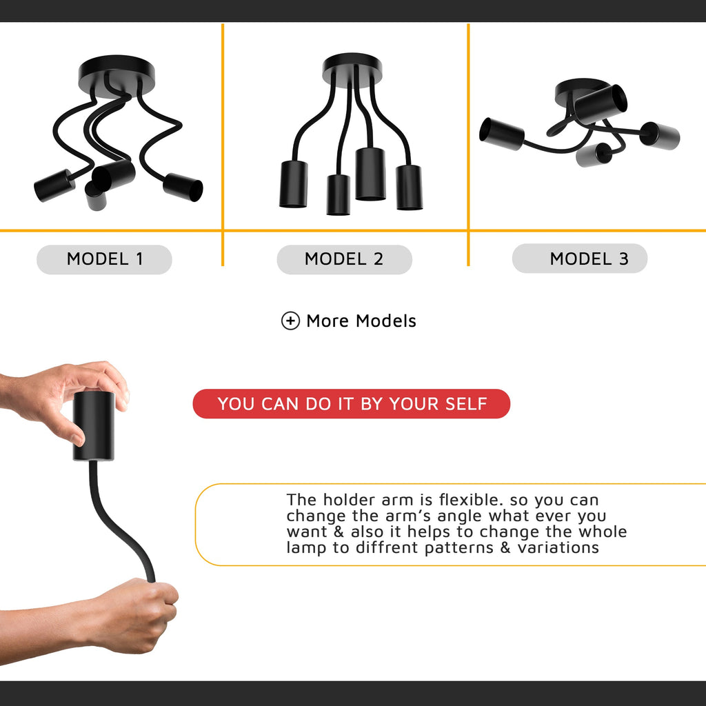 Modern Black Ceiling 4-Way Adjustable LED Light for Home décor~5875