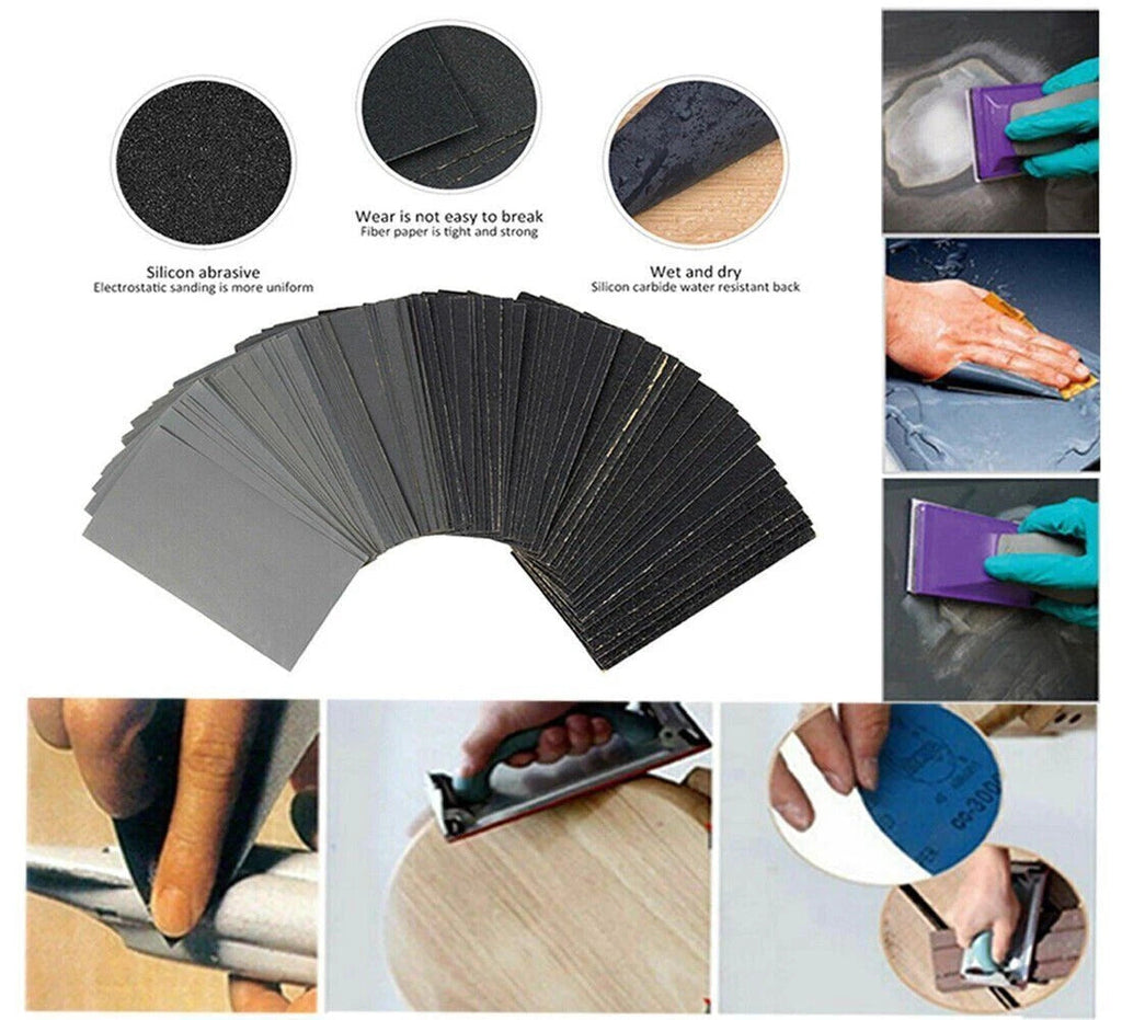Wet and Dry Sandpaper Sheet Grit 80/100 Assorted sandpaper~ 6052