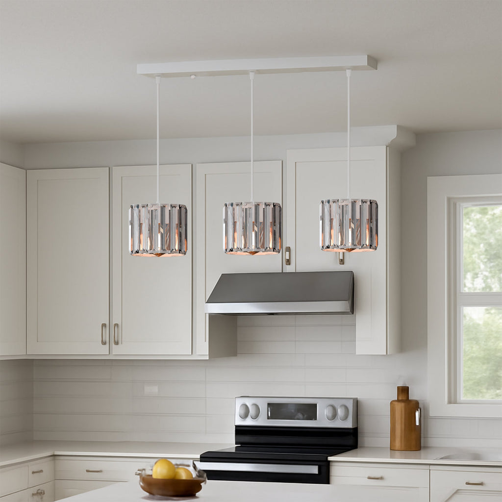 Modern Adjustable 3-Light Crystal Shade Pendant Chandelier ~ 6137