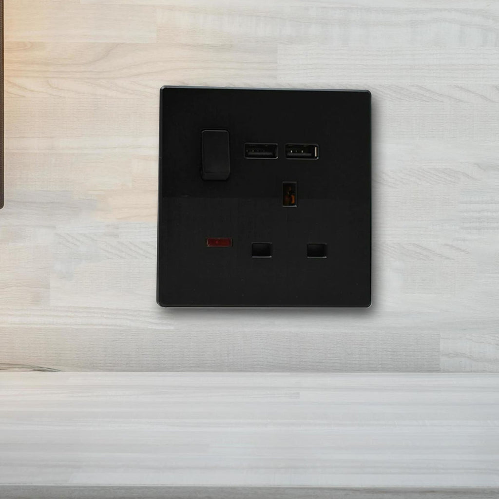 Black Double Plug Sockets 13 A ~2526