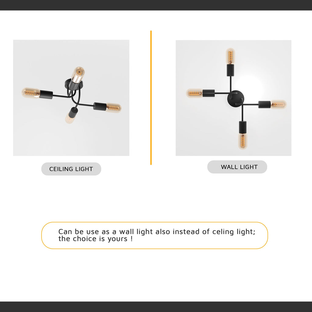 Modern Black Ceiling 4-Way Adjustable LED Light for Home décor~5875