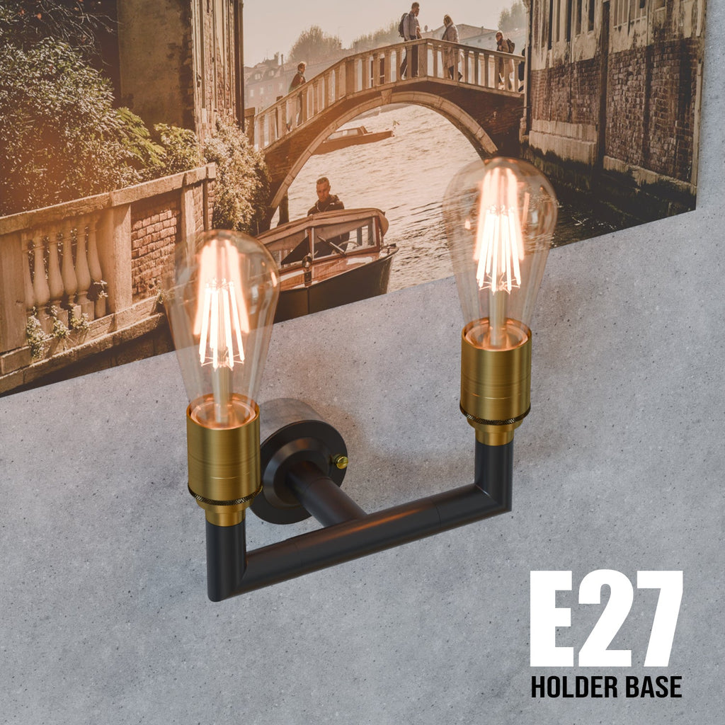 Industrial Metal Conduit Pipe Double Wall Sconce Light Kit E27