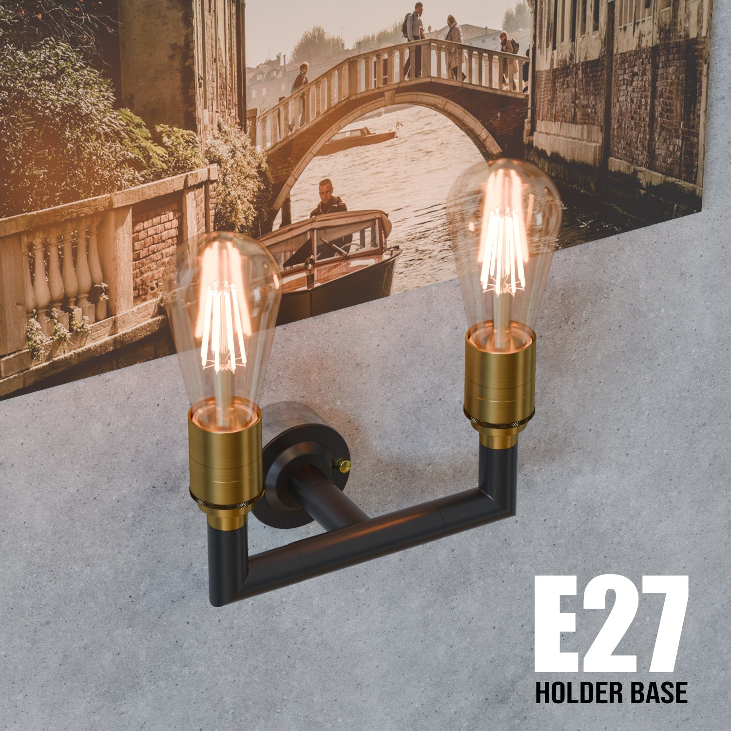 Industrial Metal Conduit Pipe Double Wall Sconce Light Kit E27