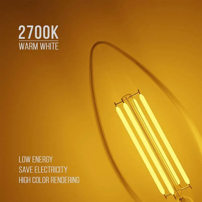 Energy-Efficient B22 LED Filament Candle Bulbs, Warm/Cool White, Long Lifespan