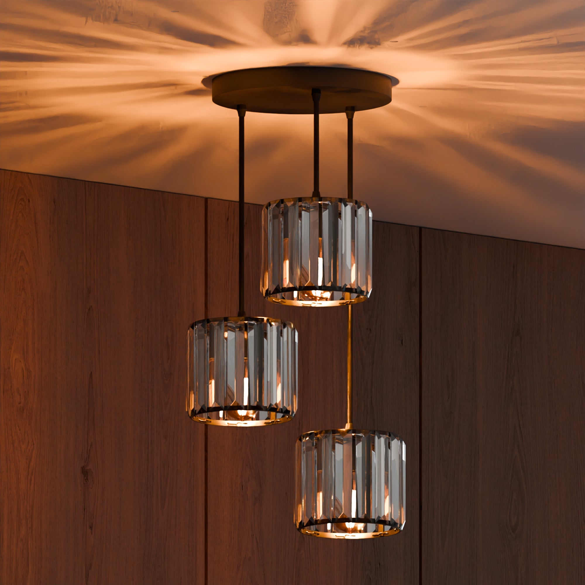 Modern Crystal 3 Head Pendant Light Indoor Entrance Dining Room ~6131