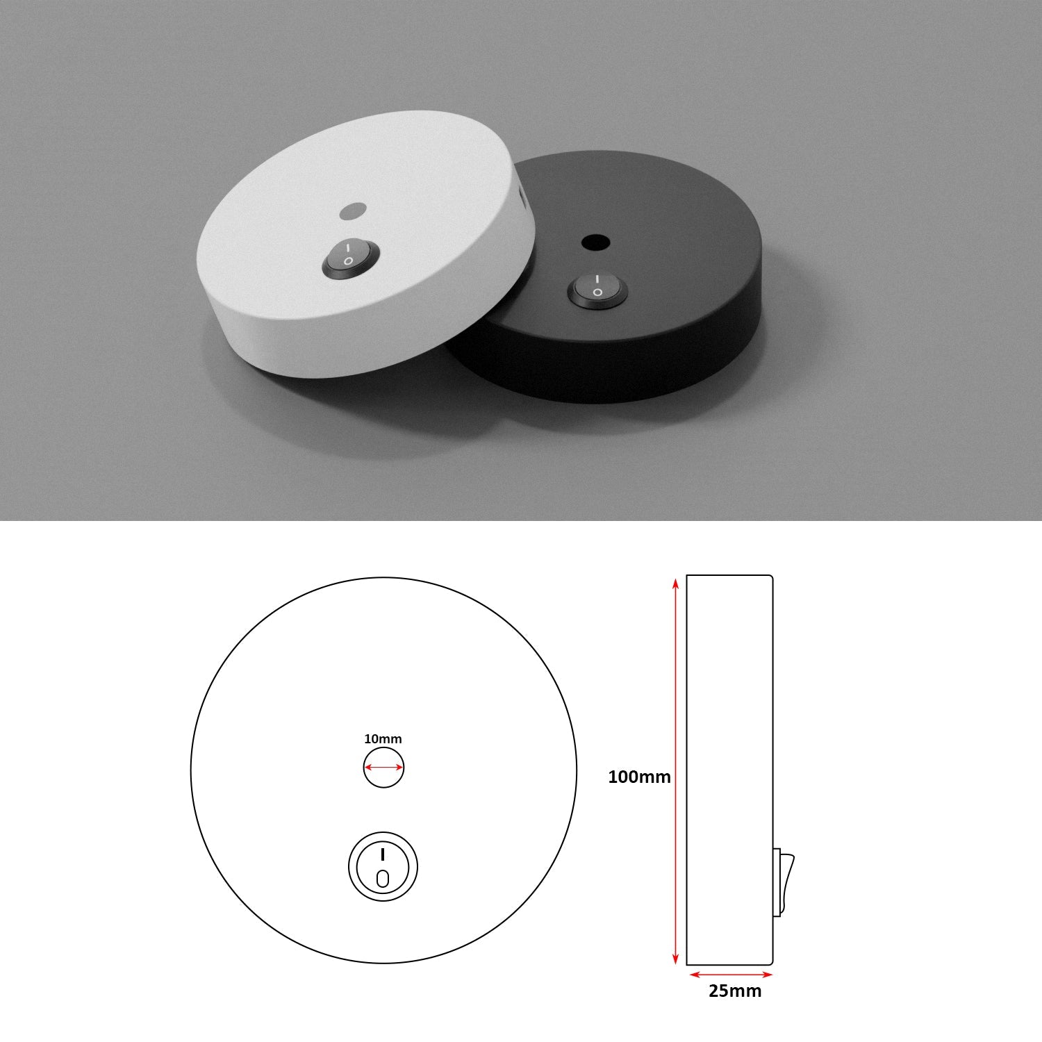 Single Point Drop Metal Ceiling Rose with Integrated Switch for Wall Lights