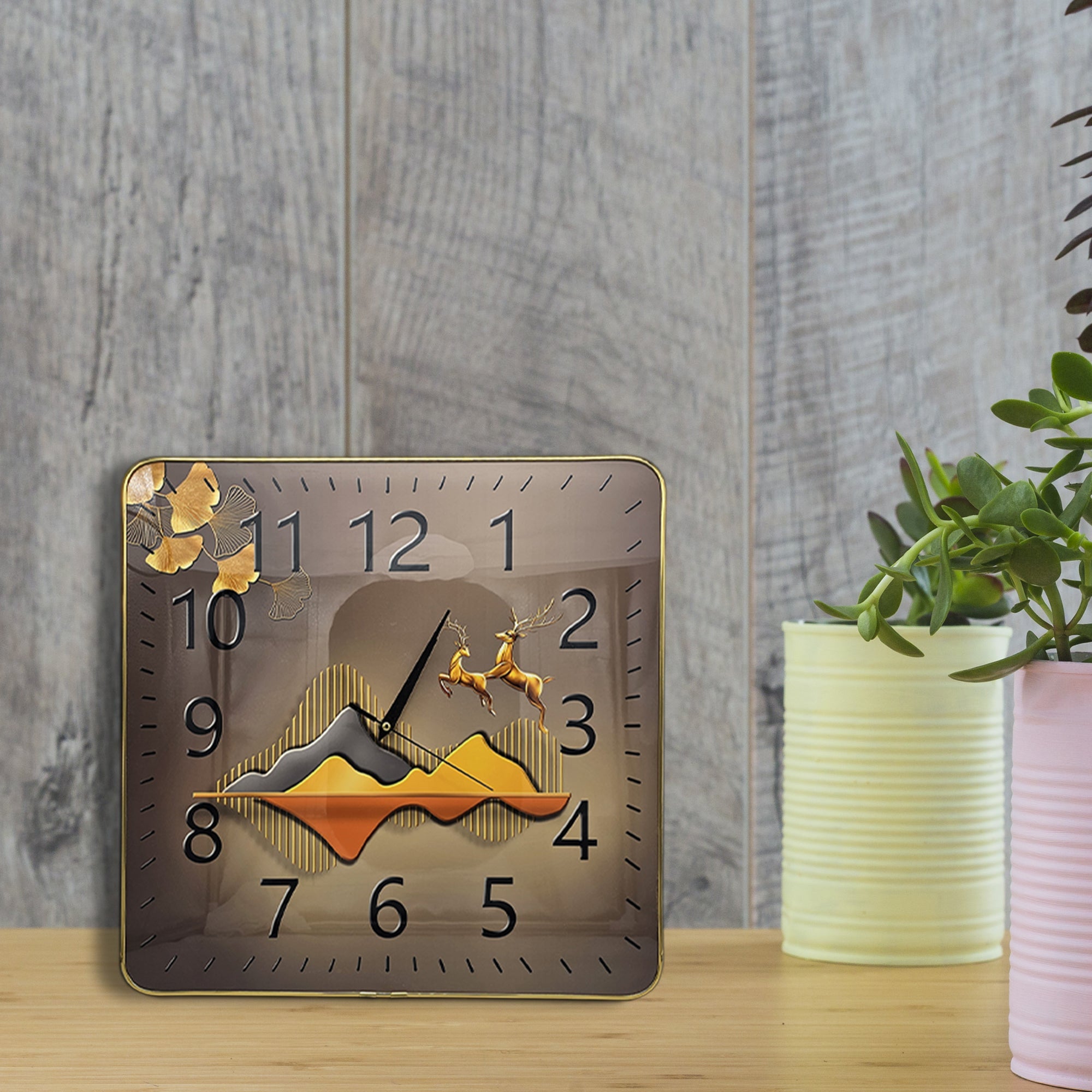 Minimalist Painting Square Shaped Metal Analog wall Clocks ~5205