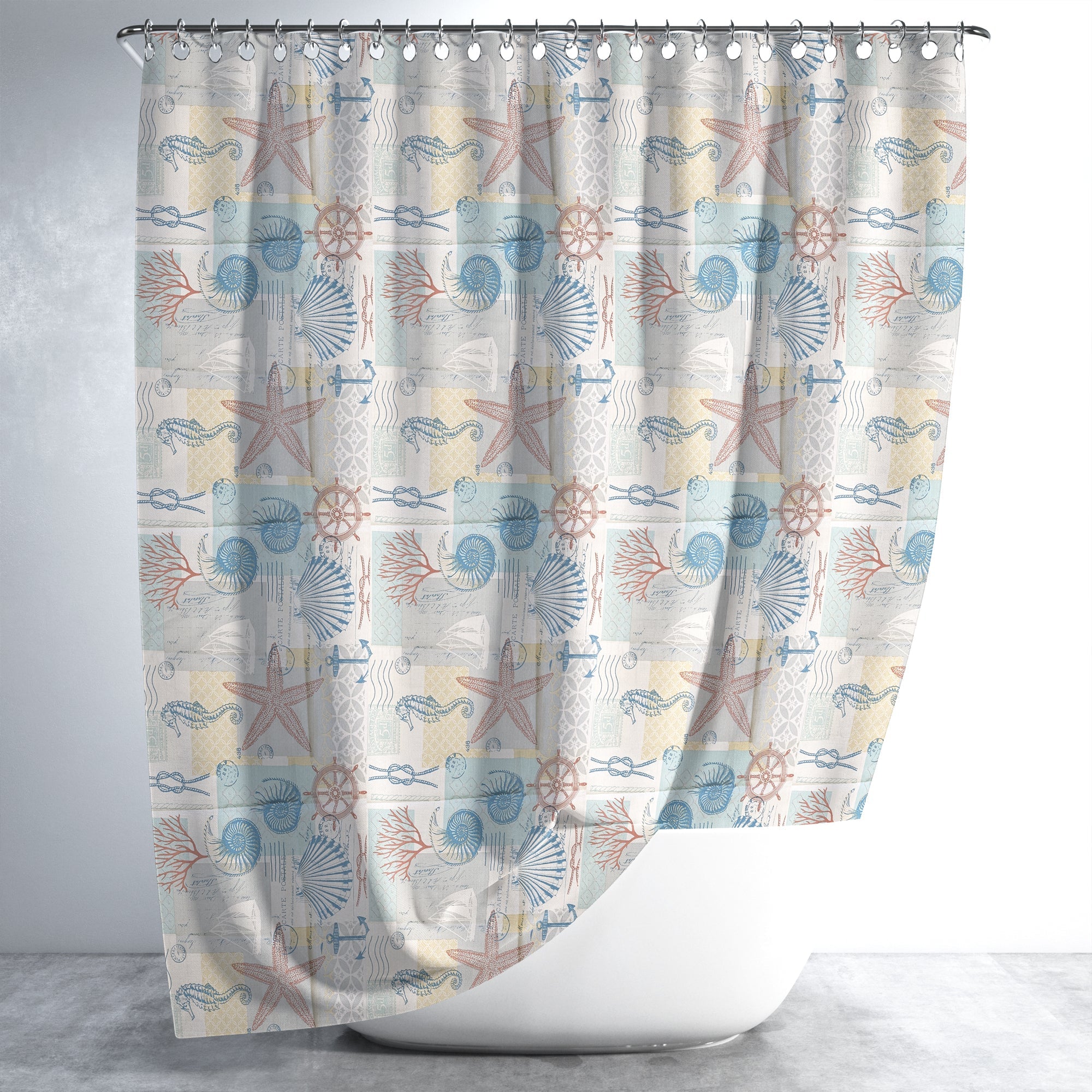 Waterproof Seaside Ocean Animal EVA Shower Curtain for Bathtub Shower