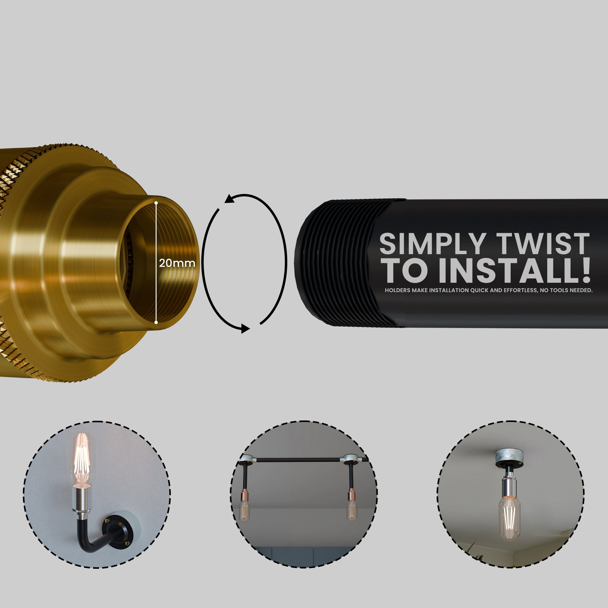 E27 M20 Conduit Entry Lamp Holder Threaded Light Socket for Pipe Lighting