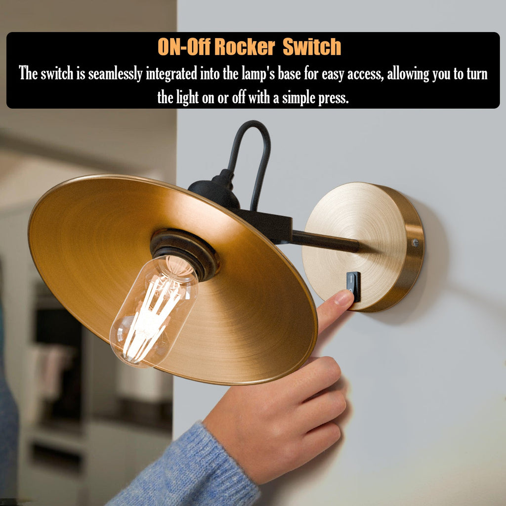 Industrial Adjustable Swivel Wall Sconce, E27 Bulb Compatible, Directional Lighting Fixture