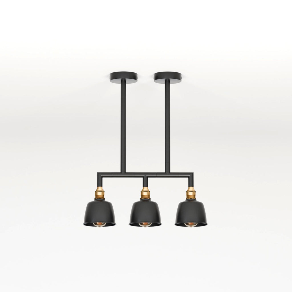 Industrial 3-Way Conduit Pipe Ceiling Pendant Light Fixture with Dome Shades