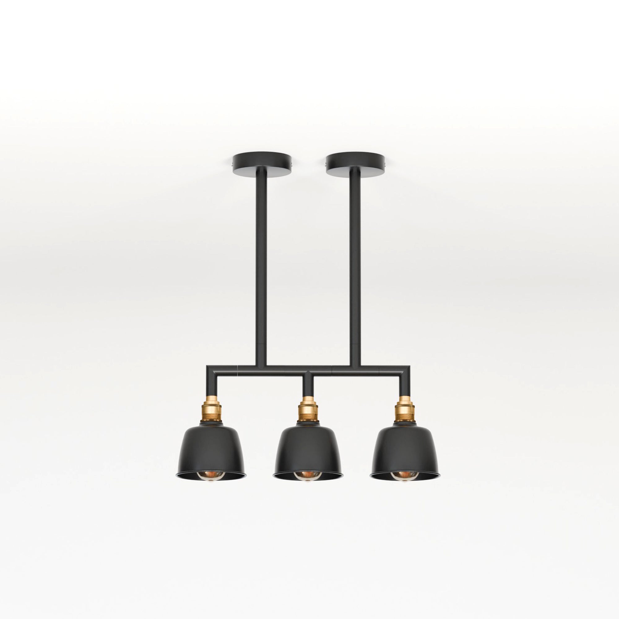 Industrial 3-Way Conduit Pipe Ceiling Pendant Light Fixture with Dome Shades