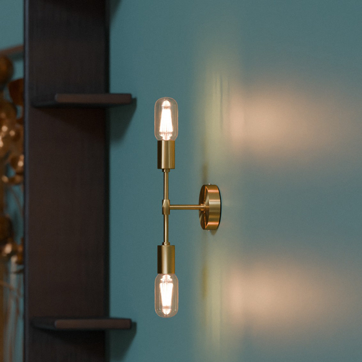 Modern Industrial Dual Bulb E27 Wall/Ceiling Light Fixture, Metal Finish
