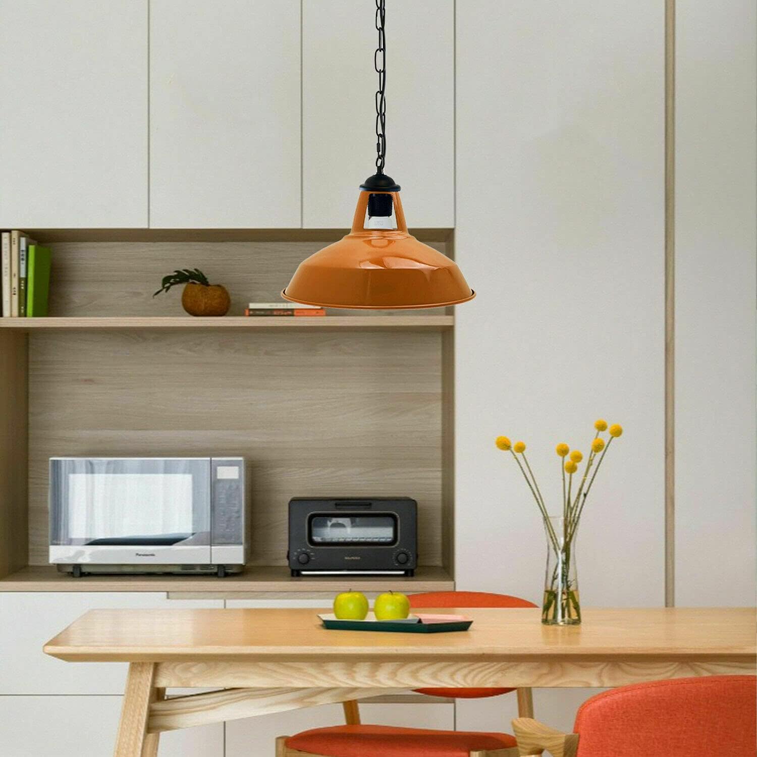 Modern Slotted Metal Pendant Light, Adjustable Wire Chain, Kitchen Island