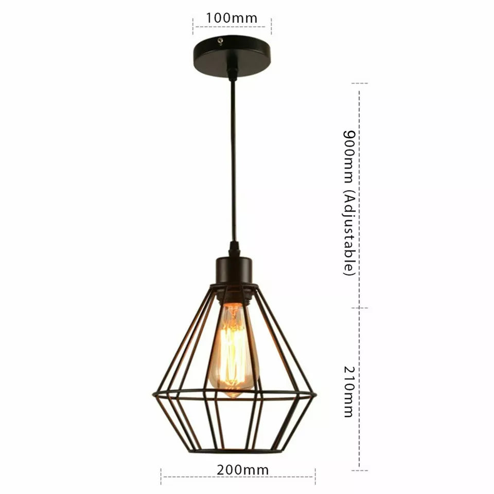 Industrial Black Metal Wire Cage Pendant Light Ceiling Fitting