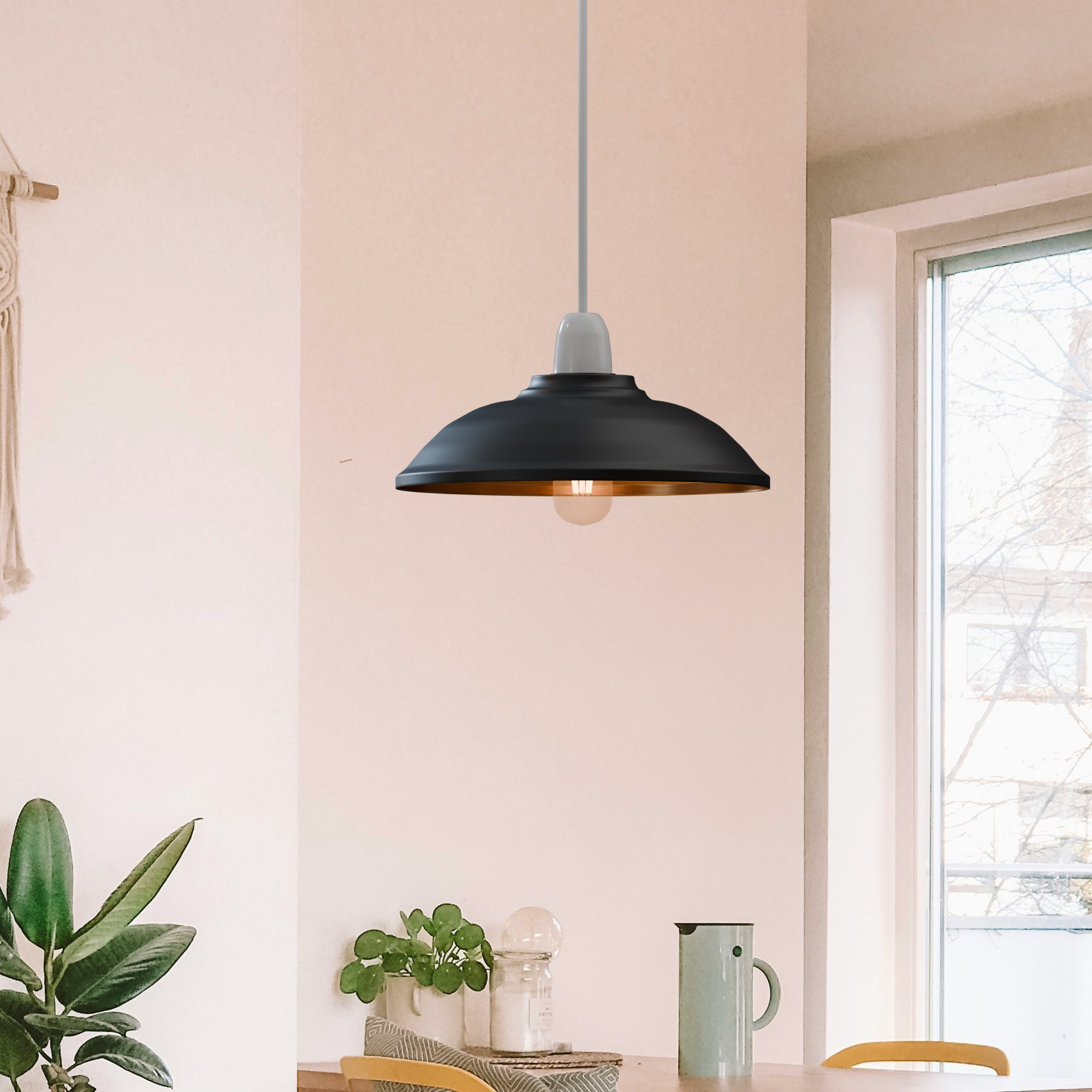 Black Gold Industrial Metal Ceiling Lamp Shade, Vintage Retro Easy-Fit