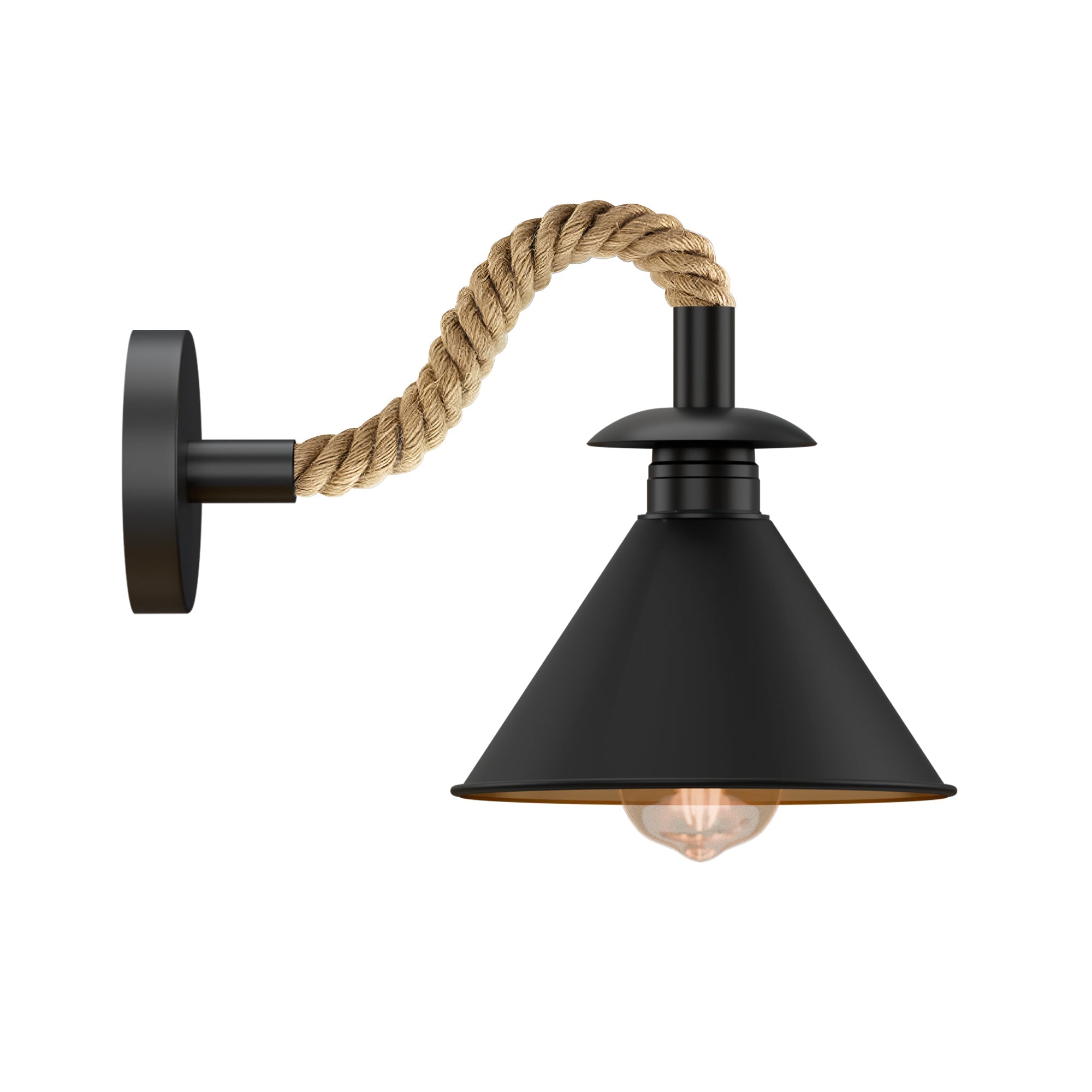 Black Wall Sconce Lighting Rope Fixture ~5700
