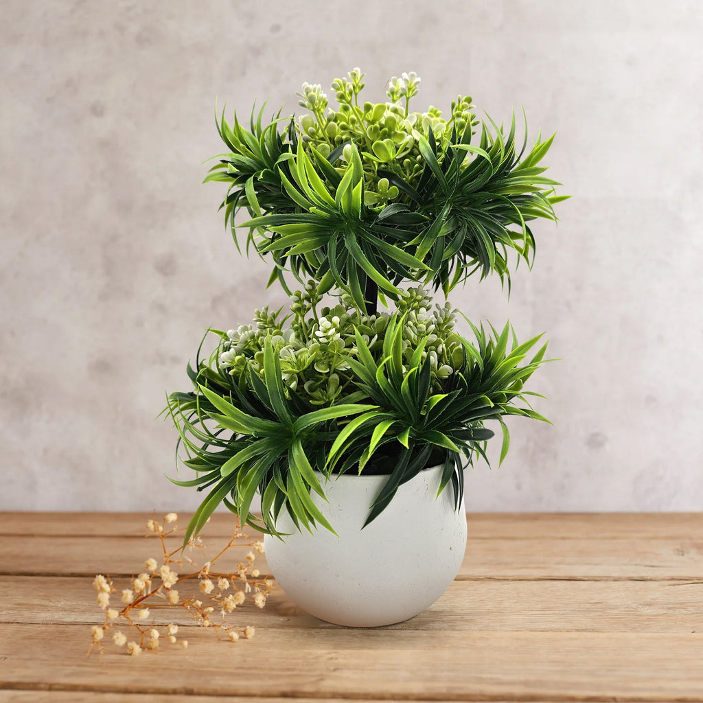 Modern Mini Artificial Bonsai Tree 2-Pack Indoor Outdoor Decorative Plants