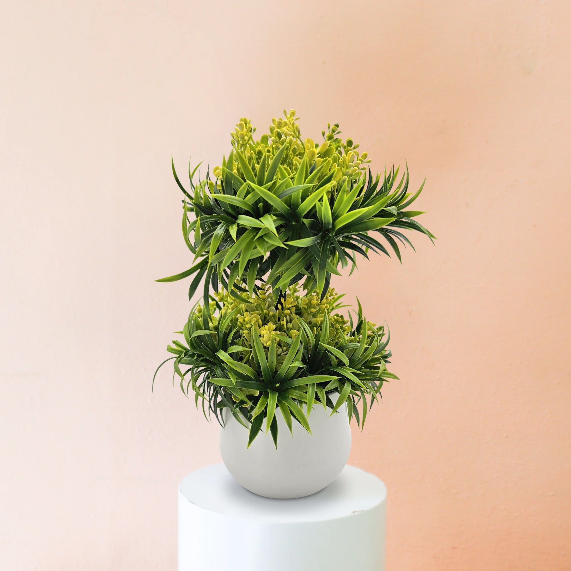 Lifelike Mini Artificial Bonsai Plant Tree for Indoor Outdoor Home Decor, 2 Pack