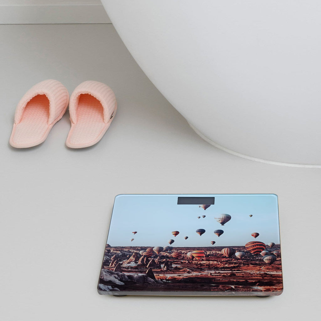 High Precision Digital Bathroom Scale, Stylish Printed Square Design, Accurate Weight