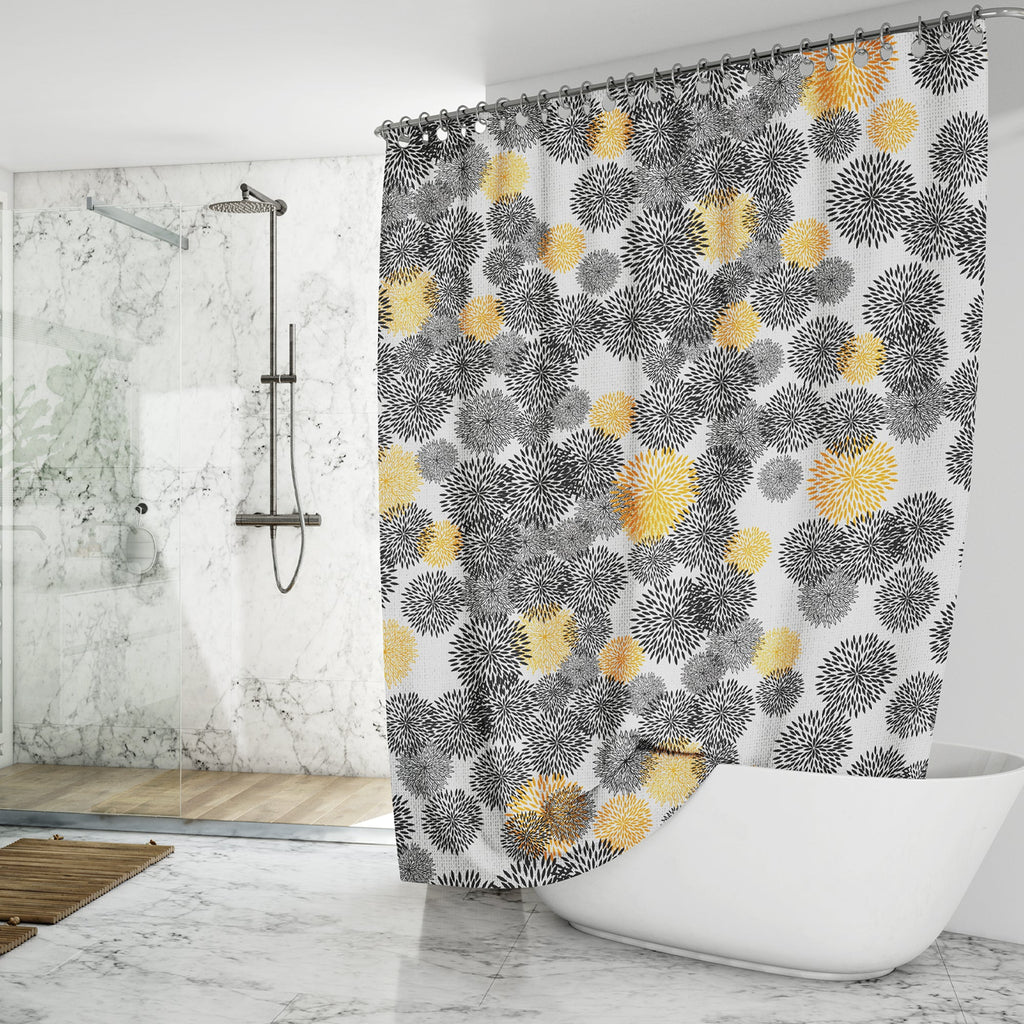 Vibrant Floral Print EVA Waterproof Shower Curtain for Bathtub Bathroom Decor