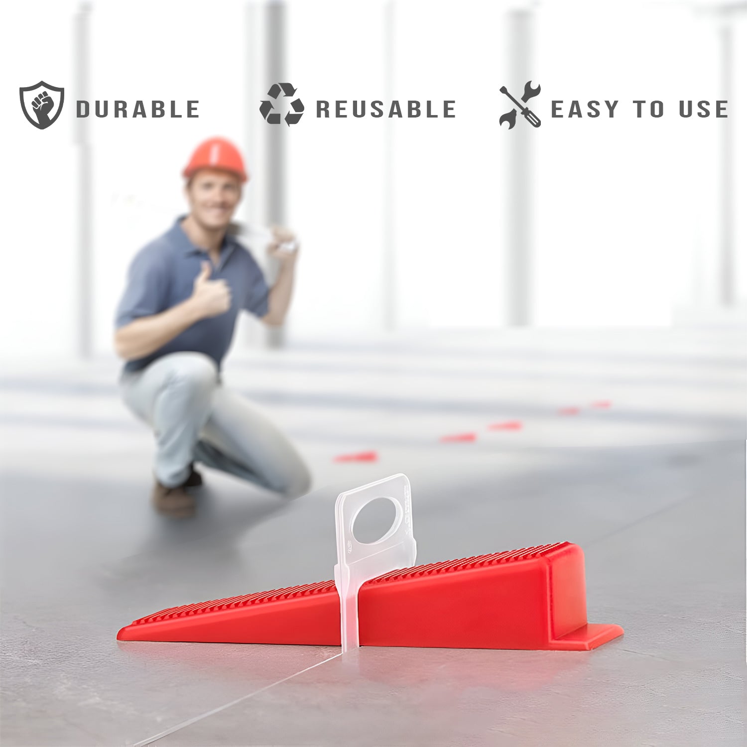 100 Reusable Tile Leveling Wedges Spacers for Flawless Floor & Wall Tiling