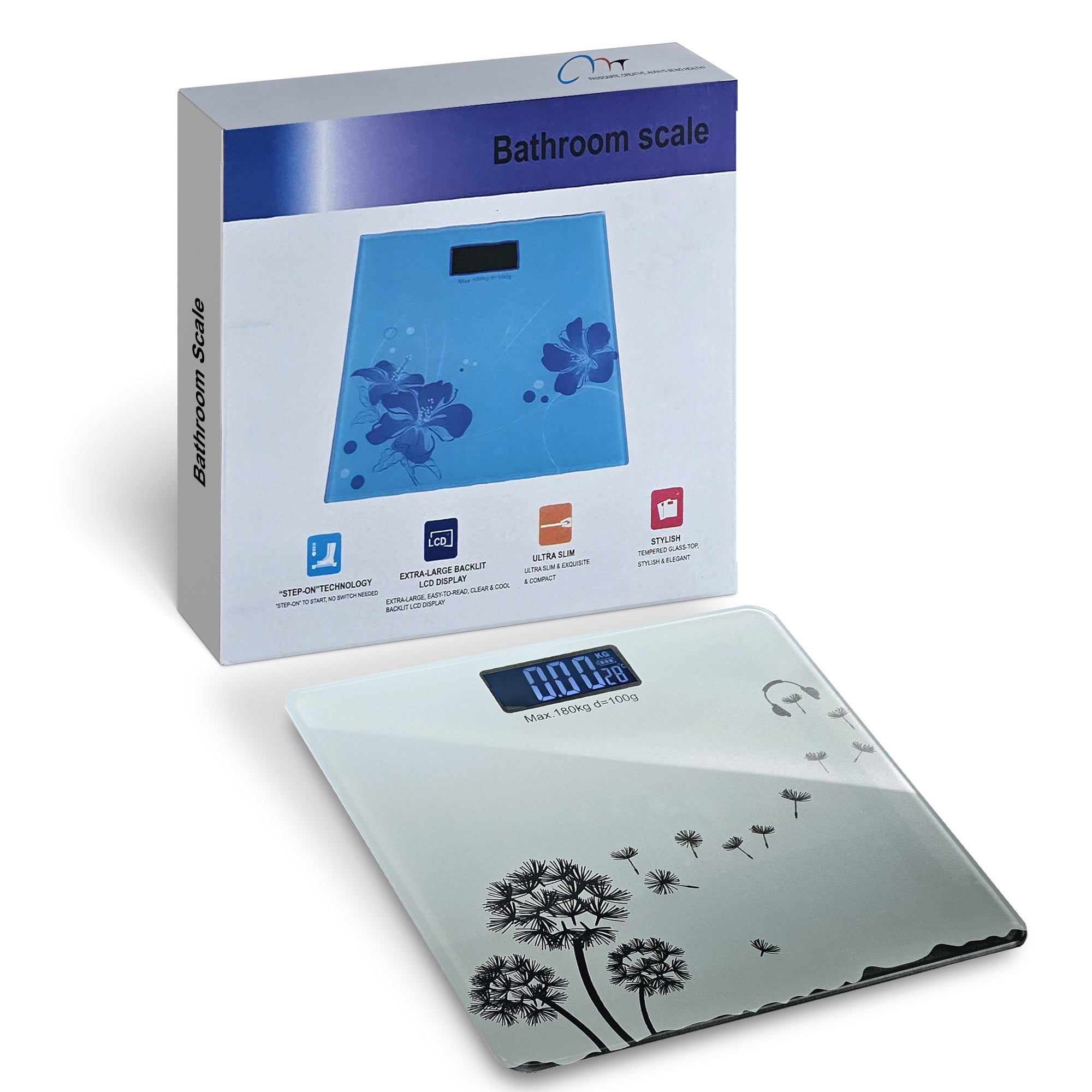 Accurate Digital Printed Glass Bathroom Scale for Stylish Weight Tracking