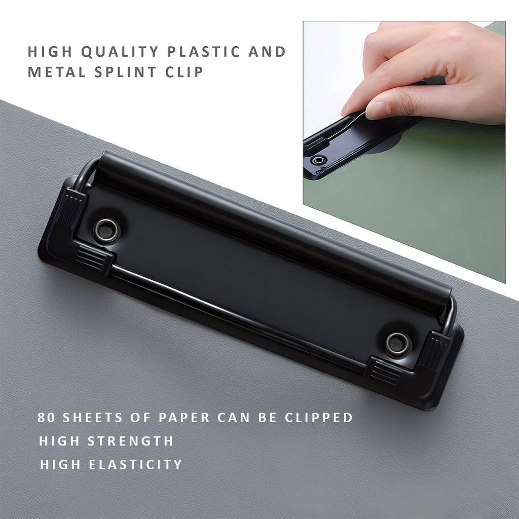 3-Pack Foldable A4 Clear Plastic Clipboard, Metal Clip Writing Pad